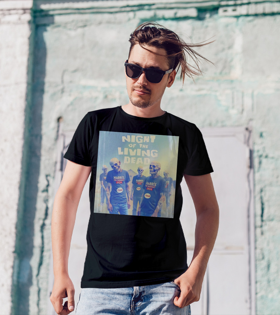 Night Of The Living Dead Harris For President 2024 Skeletons I Voted T-Shirt