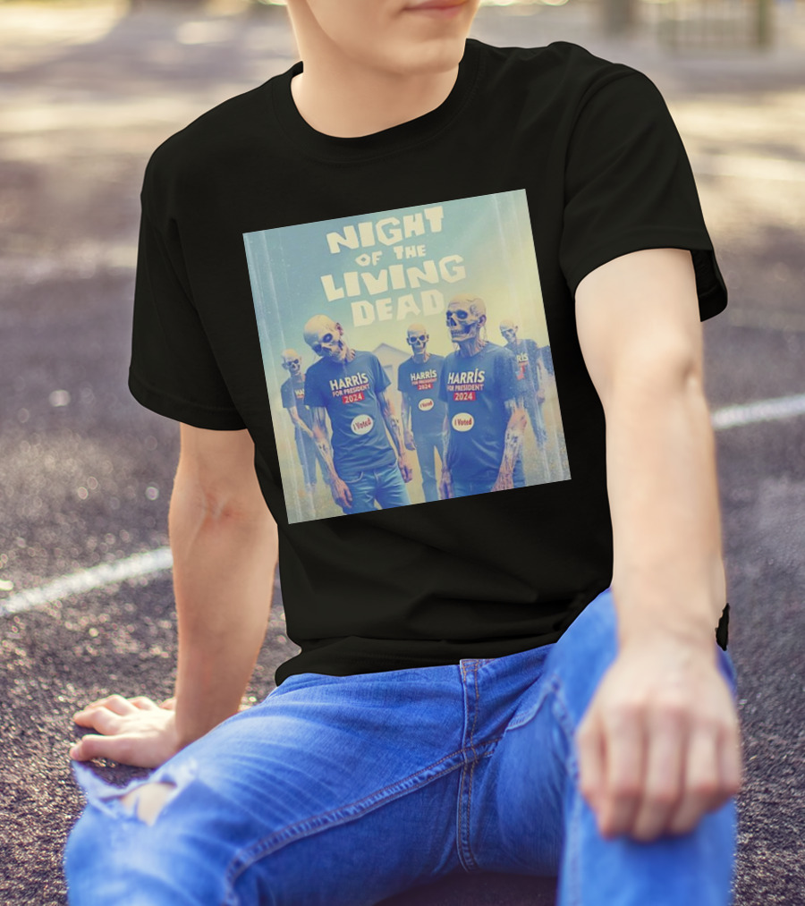 Night Of The Living Dead Harris For President 2024 Skeletons I Voted T-Shirt