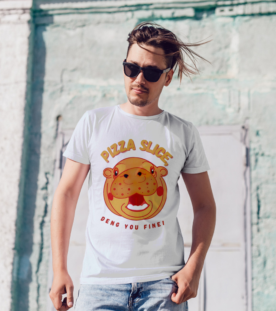 Pizza Slice Deng You Fine Cartoon Character T-Shirt