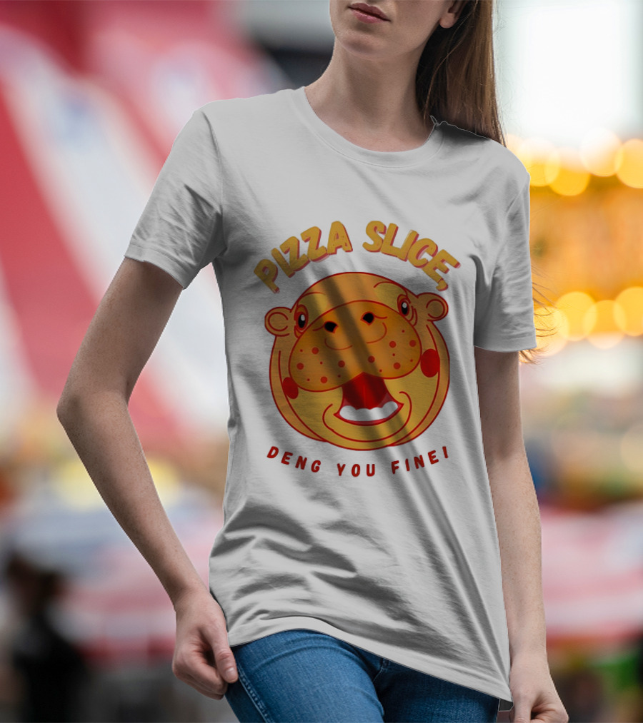 Pizza Slice Deng You Fine Cartoon Character T-Shirt