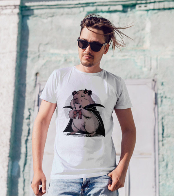 Vampire Capybara Vampybara Mashup Funny Halloween Cape Bowtie T-Shirt