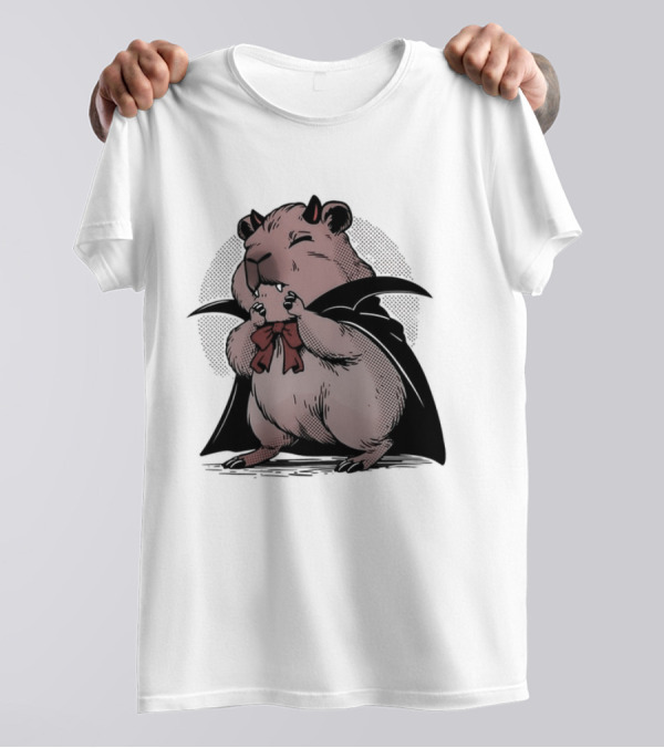 Vampire Capybara Vampybara Mashup Funny Halloween Cape Bowtie T-Shirt