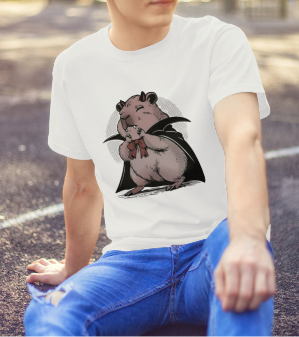 Vampire Capybara Vampybara Mashup Funny Halloween Cape Bowtie T-Shirt