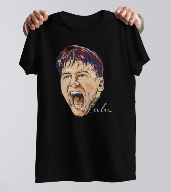 Luka Doncic Scream Basketball Signature Face T-Shirt