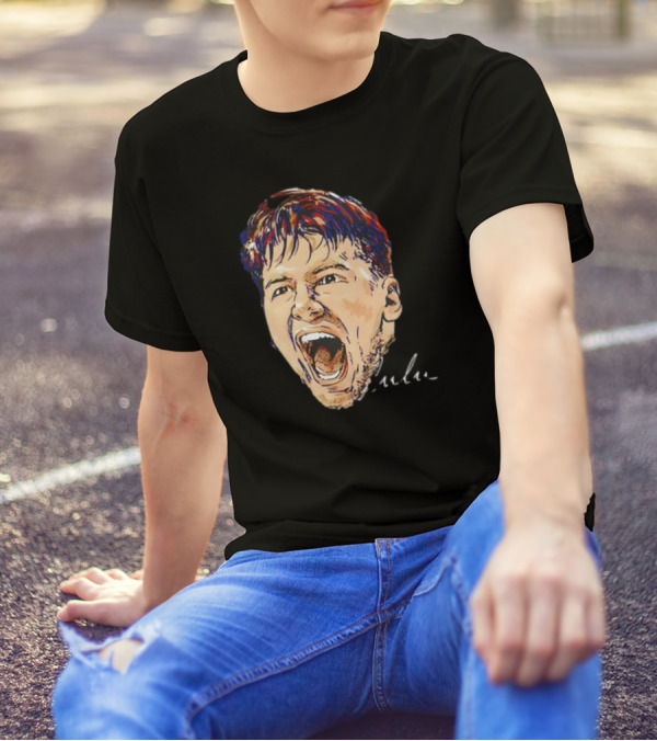 Luka Doncic Scream Basketball Signature Face T-Shirt