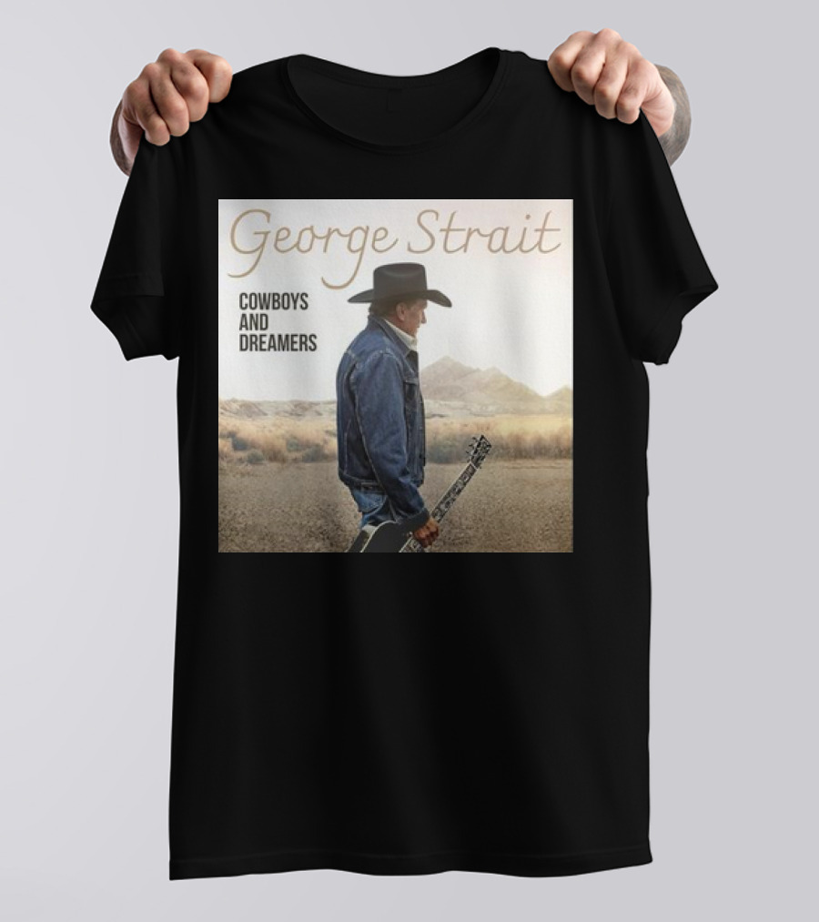 George Strait Cowboys And Dreamers Photo With Guitar In Desert Landscape T-Shirt