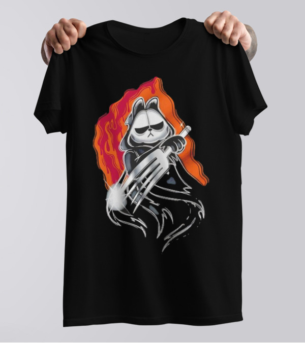 Ghostface Garfield The Lasagna Slasher Fiery Fork Phantom T-Shirt