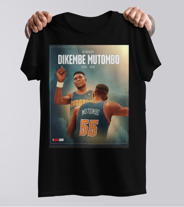 In Memory Dikembe Mutombo 1966-2024 NBA 2K25 Cover Tribute Nuggets 55 T-Shirt