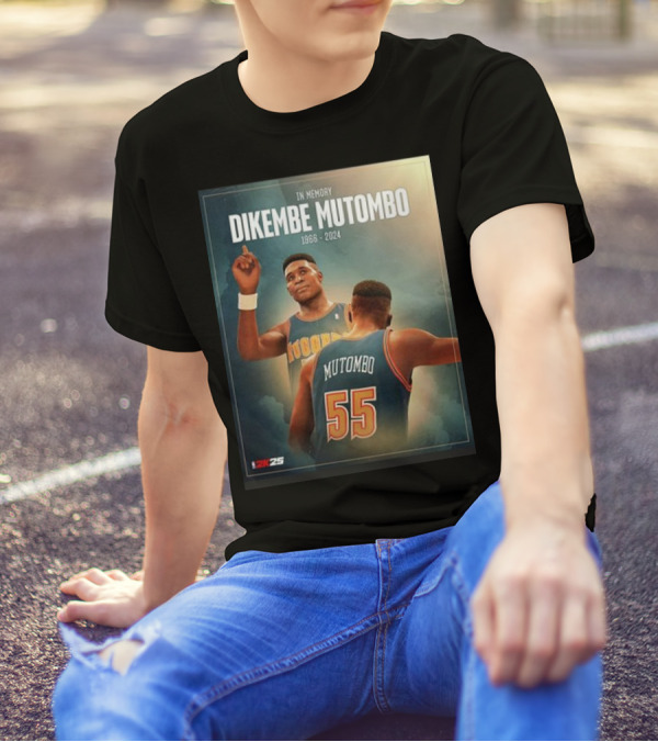 In Memory Dikembe Mutombo 1966-2024 NBA 2K25 Cover Tribute Nuggets 55 T-Shirt