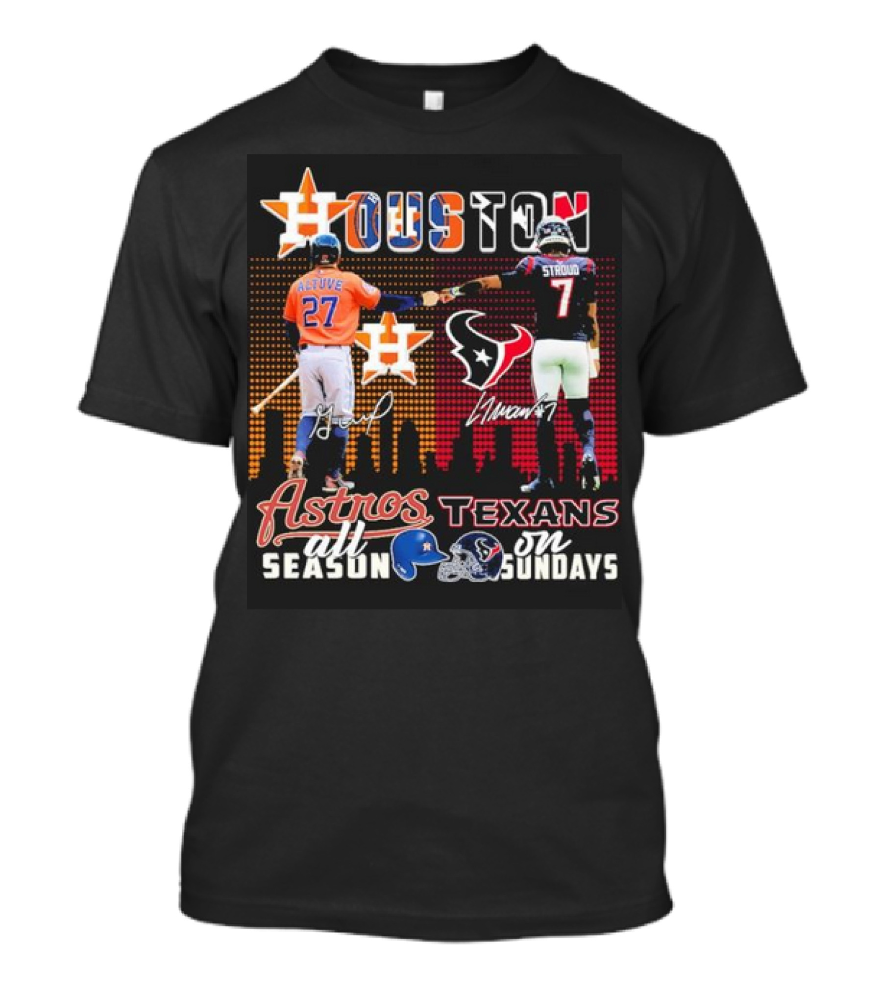 Houston Astros All Season Jose Altuve X Houston Texans On Sundays Cj Stroud T-Shirt
