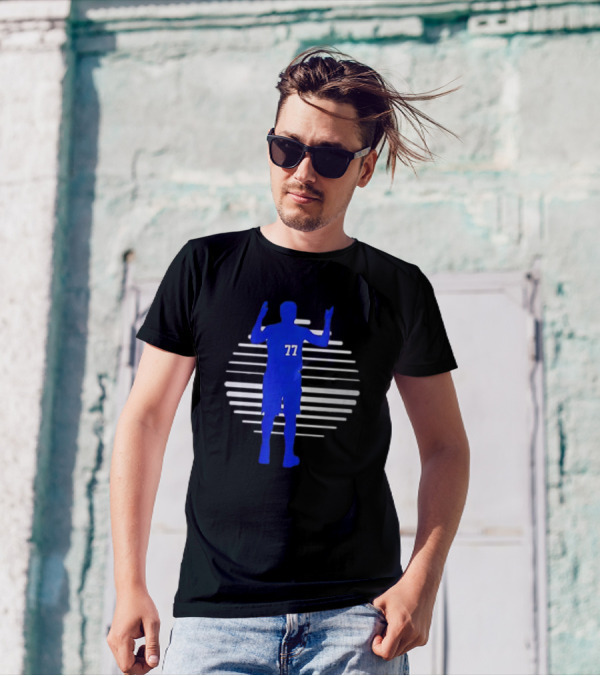 Luka Doncic 77 Retro Basketball Silhouette Lines T-Shirt