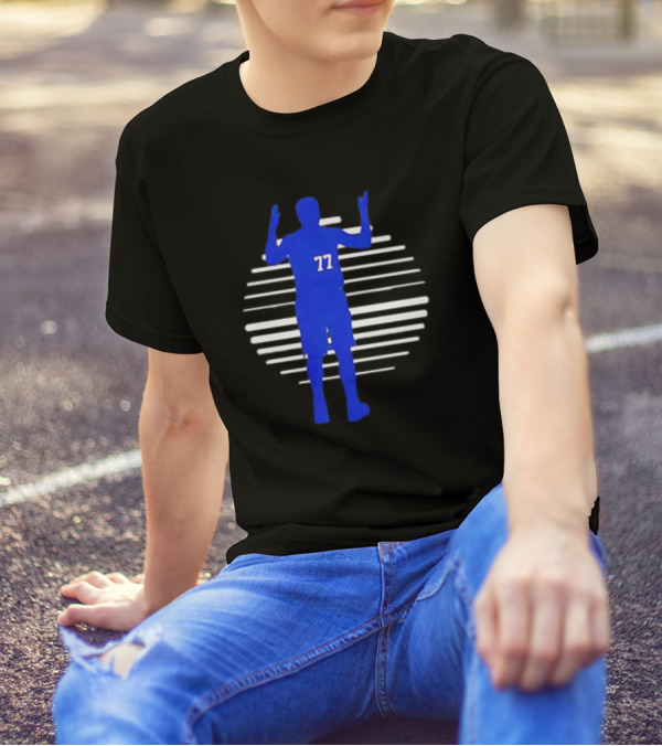 Luka Doncic 77 Retro Basketball Silhouette Lines T-Shirt