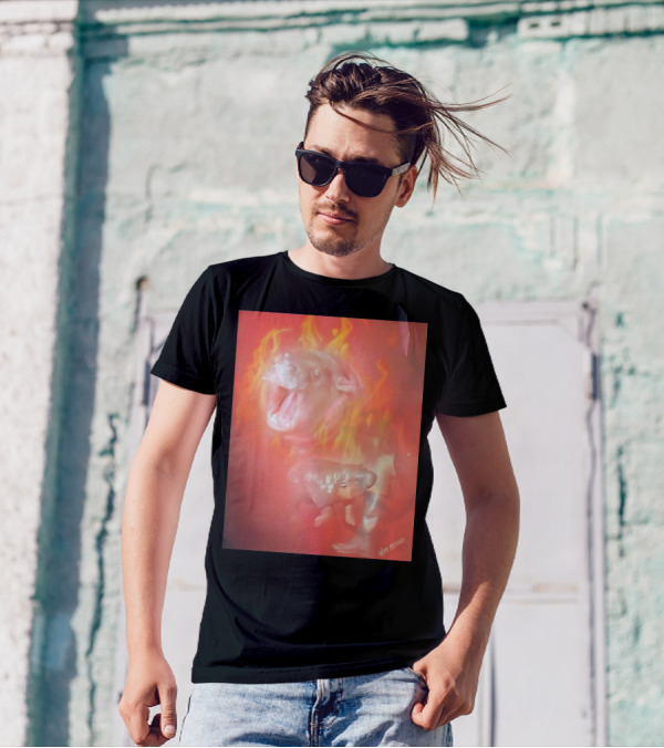 Moo Deng Baby Hippo Cute Mood Fiery Fantasy By Alex Griendling T-Shirt
