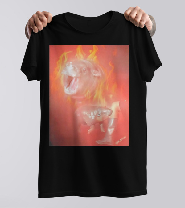 Moo Deng Baby Hippo Cute Mood Fiery Fantasy By Alex Griendling T-Shirt