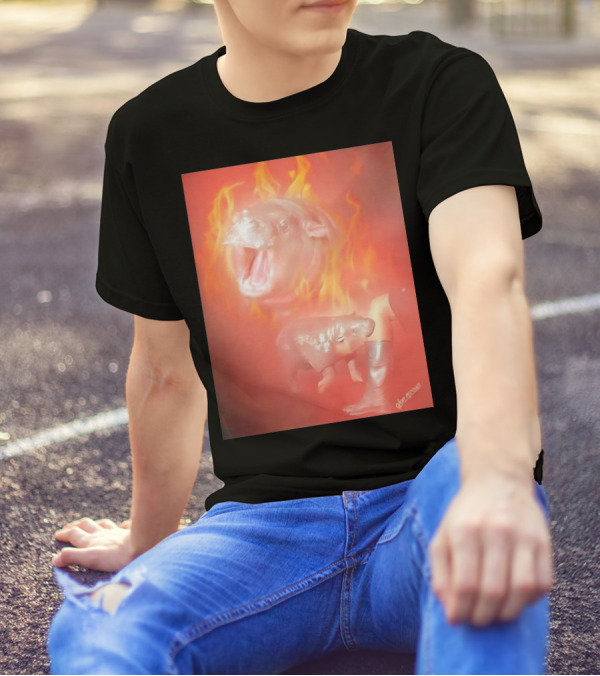 Moo Deng Baby Hippo Cute Mood Fiery Fantasy By Alex Griendling T-Shirt