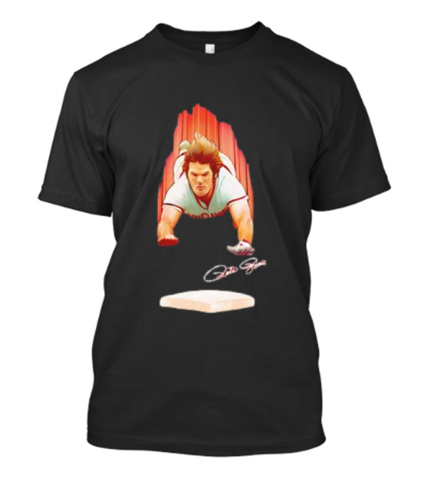 PETE ROSE Cincinnati Sliding Signature Baseball Legend T-Shirt
