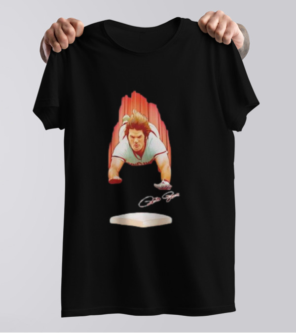 PETE ROSE Cincinnati Sliding Signature Baseball Legend T-Shirt