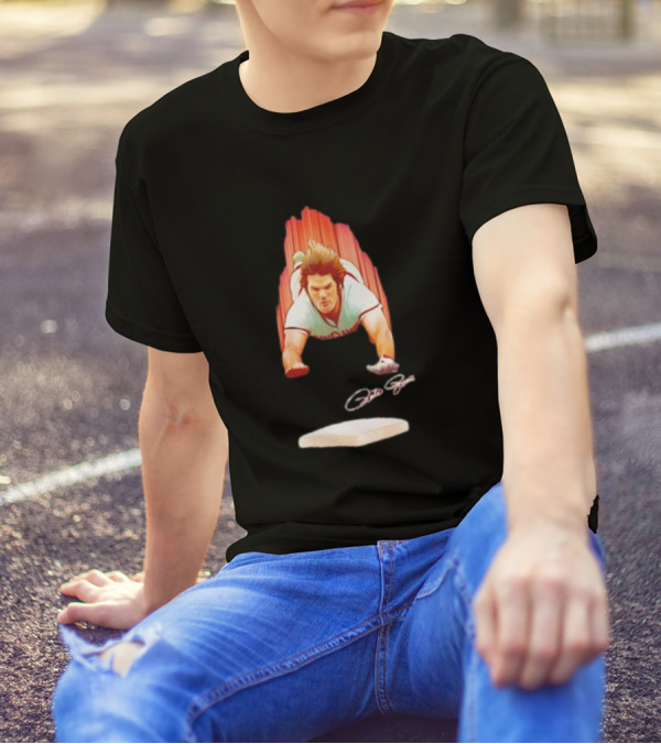 PETE ROSE Cincinnati Sliding Signature Baseball Legend T-Shirt