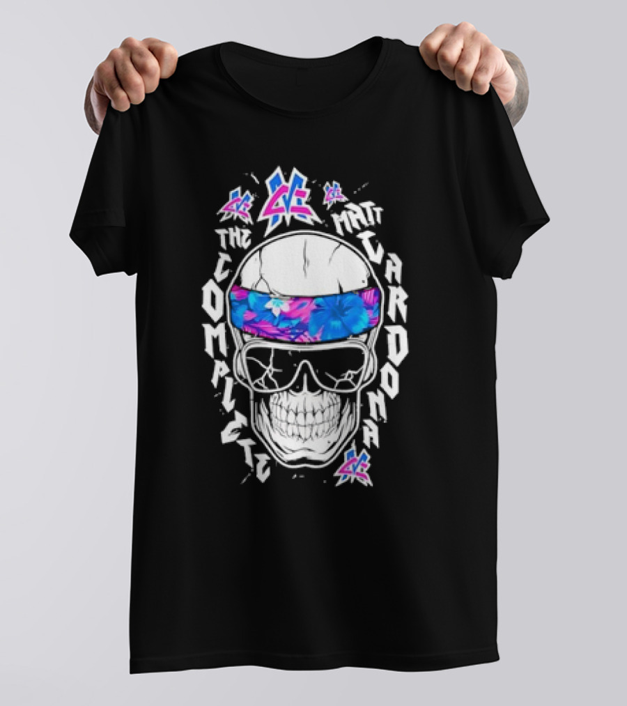 Skull Matt Cardona The Complete Hawaii Floral Bandana And Sunglasses T-Shirt