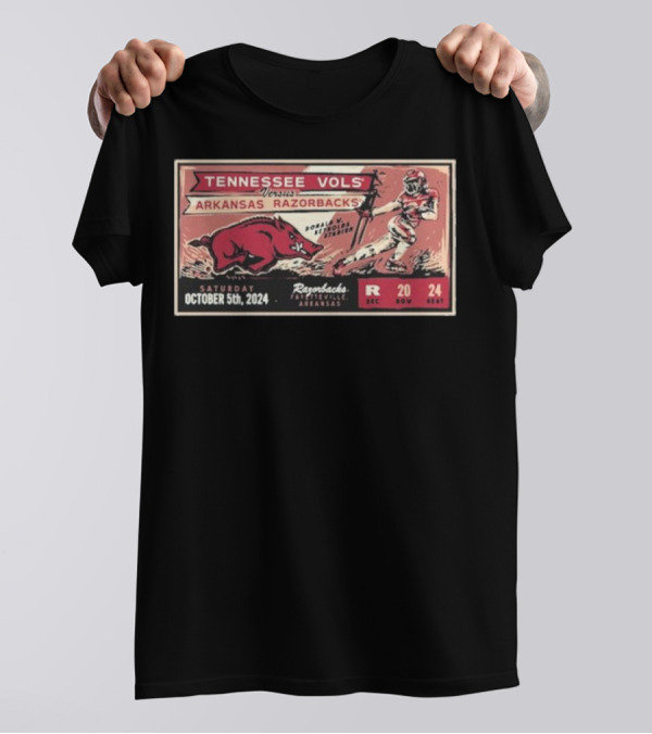 Tennessee Vols Versus Arkansas Razorbacks Football October 5 2024 Donald W Reynolds Razorback Stadium Fayetteville T-Shirt