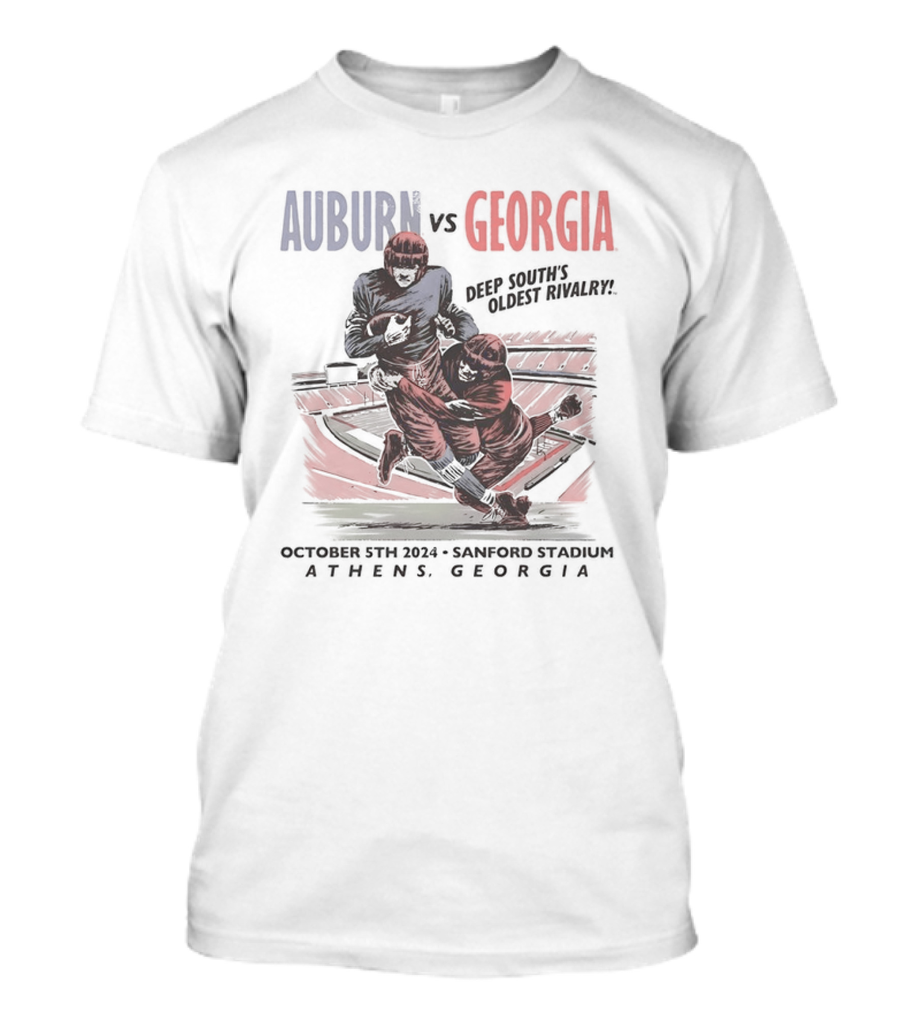 Auburn Vs Georgia Deep South's Oldest Rivalry October 5th 2024 Sanford Stadium Athens Georgia T-Shirt
