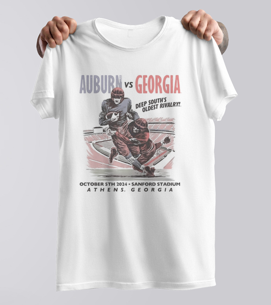 Auburn Vs Georgia Deep South's Oldest Rivalry October 5th 2024 Sanford Stadium Athens Georgia T-Shirt