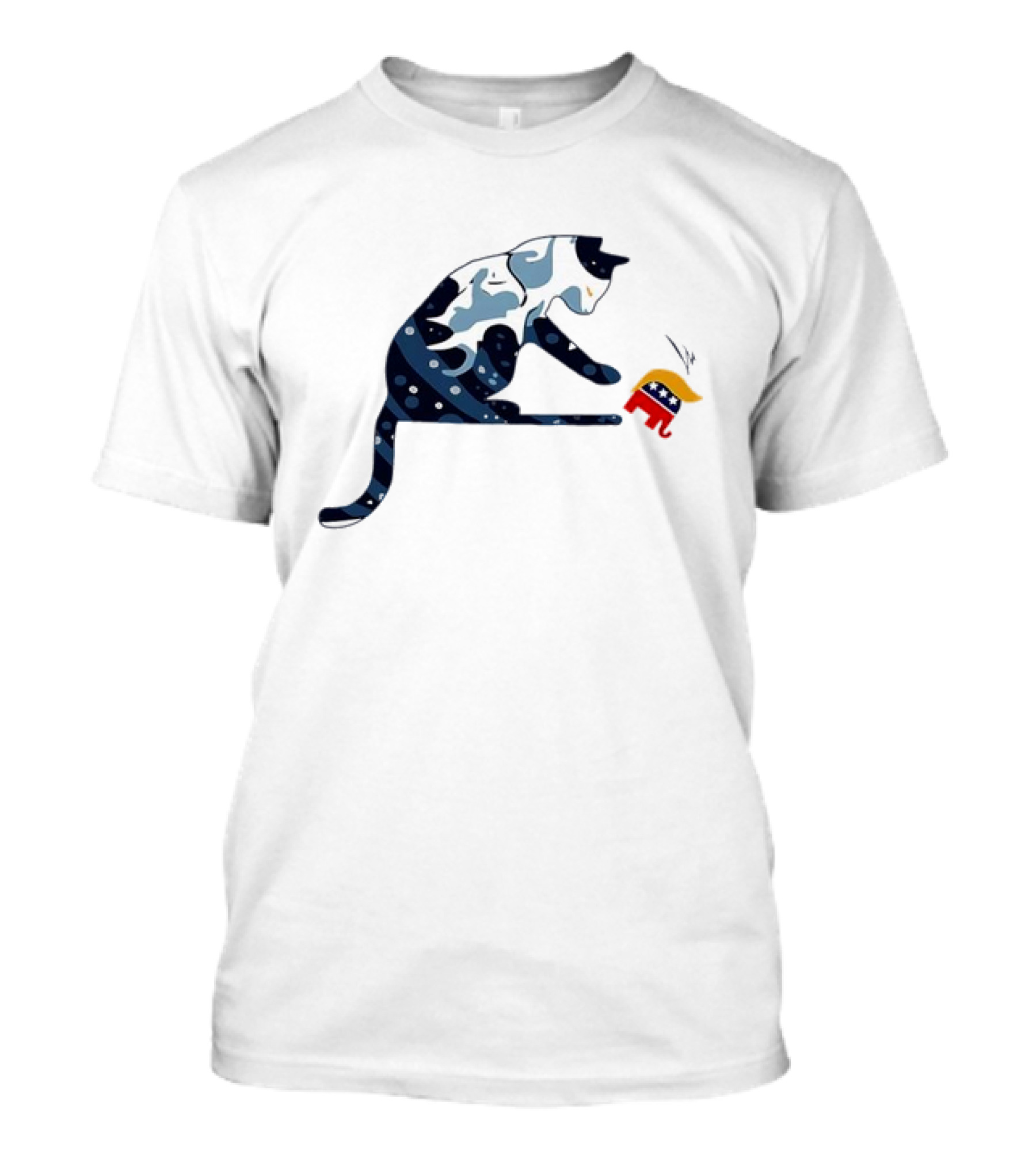 Cat Lovers Kamala Harris Blue Cat Playing With GOP Elephant T-Shirt