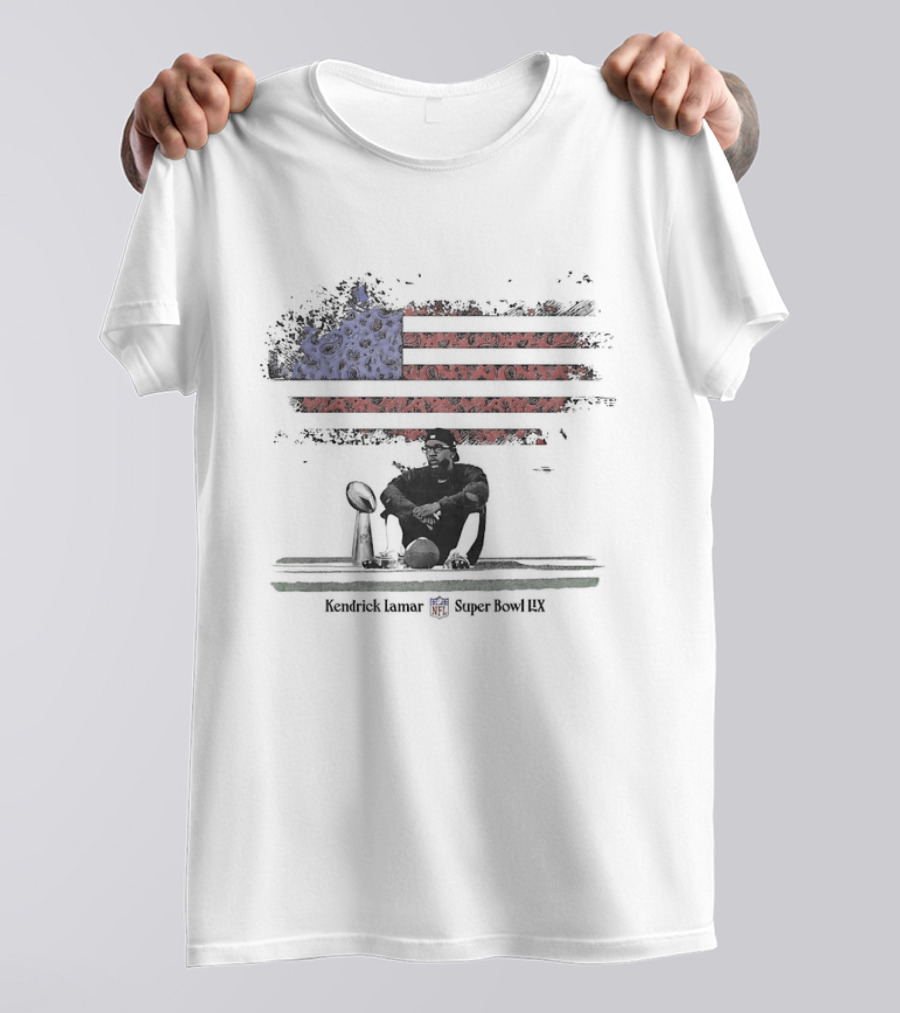 Kendrick Lamar NFL Super Bowl LIX American Flag Trophy T-Shirt