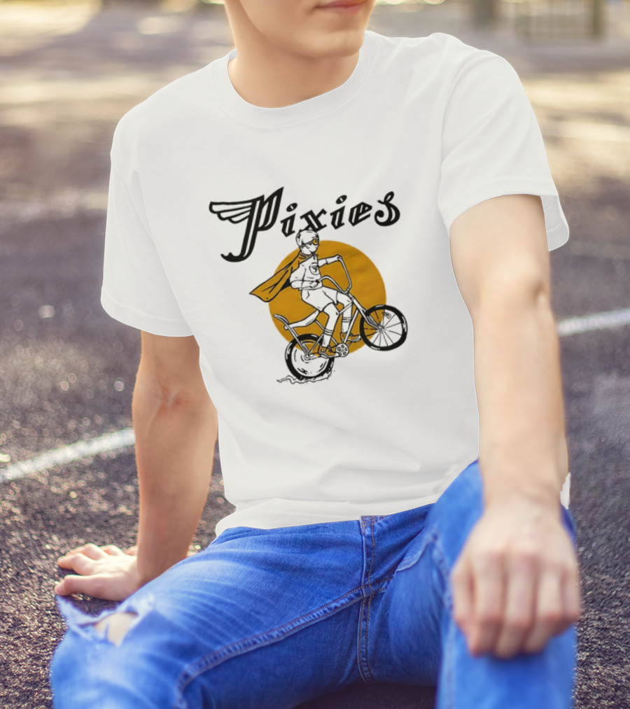 Pixies Retro Biking Superhero With Cape T-Shirt