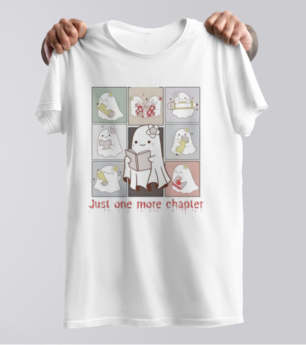 Retro Groovy Cute Ghost Just One More Chapter Reading Ghosts T-Shirt