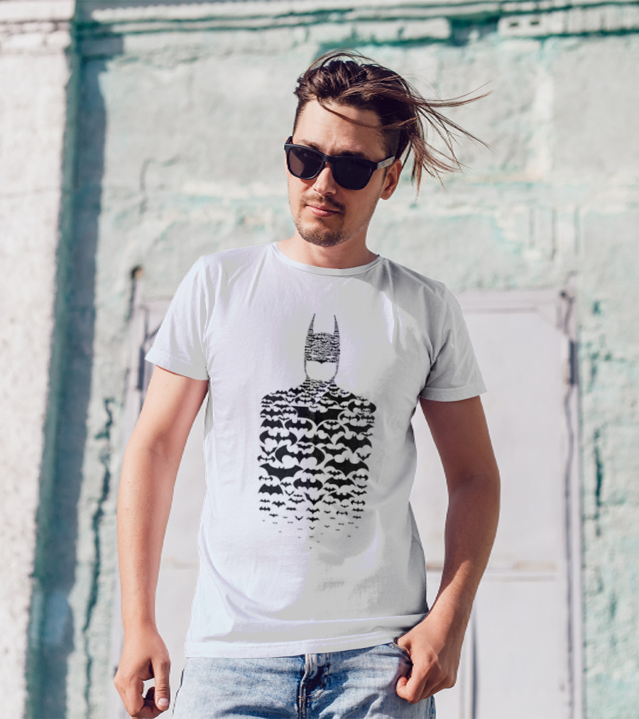 Rising Batman Symbol Silhouette With Bats T-Shirt