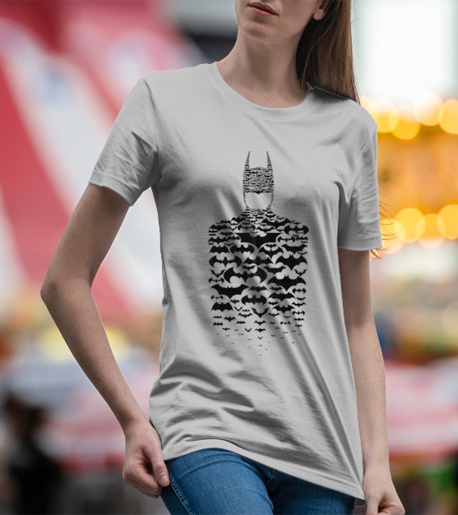 Rising Batman Symbol Silhouette With Bats T-Shirt