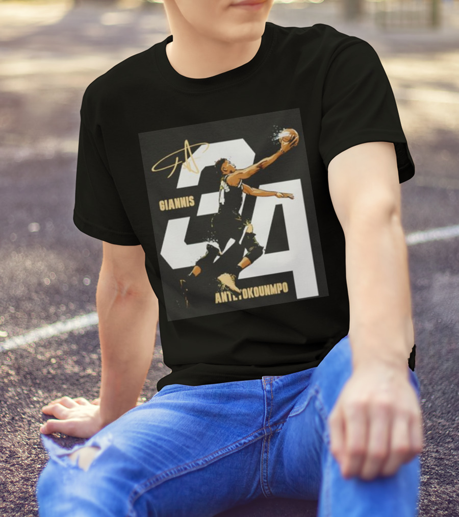 Giannis Antetokounmpo Dunk Signature Number 34 Basketball T-Shirt