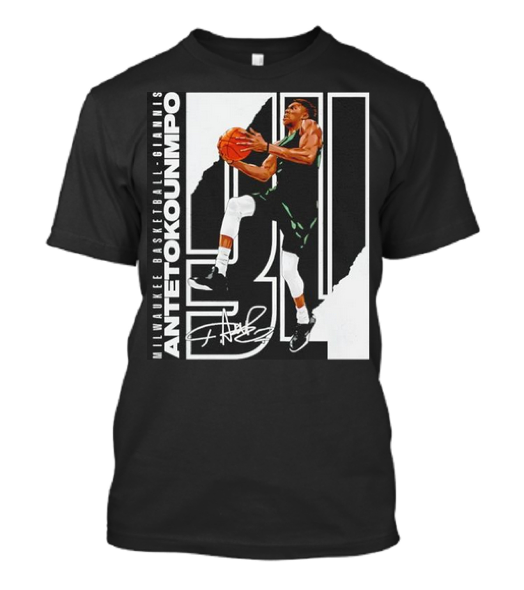 Milwaukee Basketball Giannis Antetokounmpo 34 Signature Dunk T-Shirt