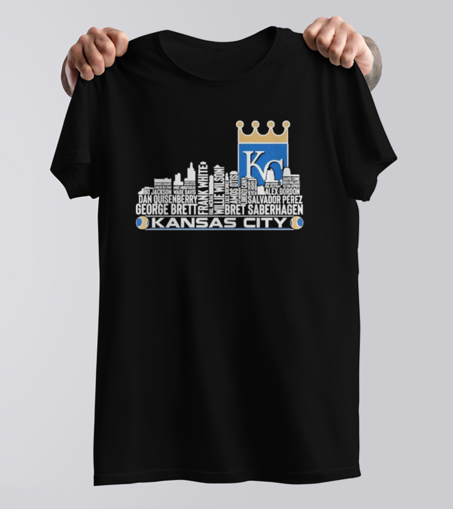 Kansas City Royals 2024 Players Names Skyline T-Shirt