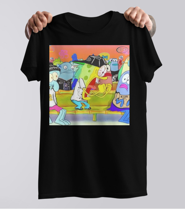 PWC Logo Spongebob Characters Group Scene T-Shirt