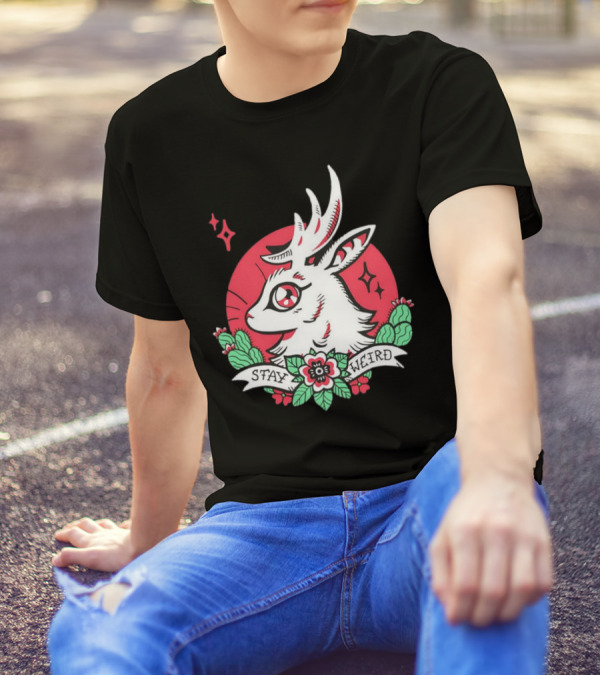 Stay Weird Jackalope Tattoo 03 Cactus And Floral T-Shirt