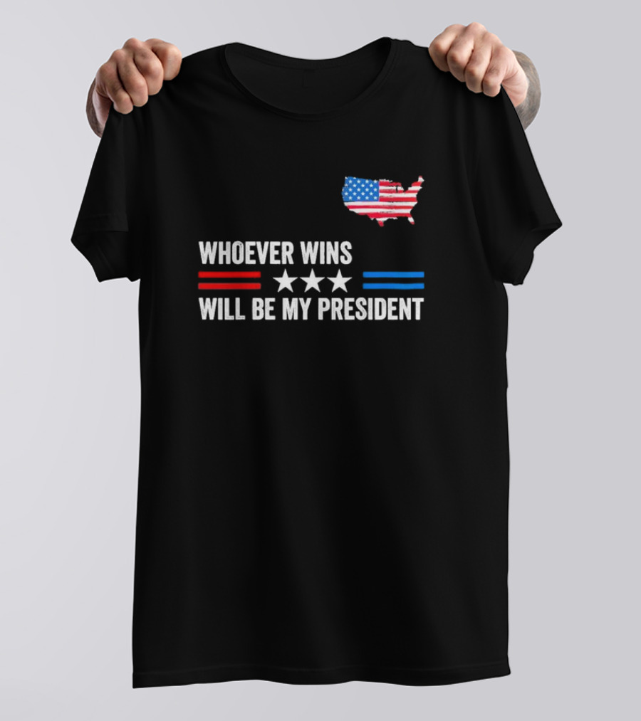 Whoever Wins Will Be My President Neutral Political USA Map Stars Red White Blue T-Shirt