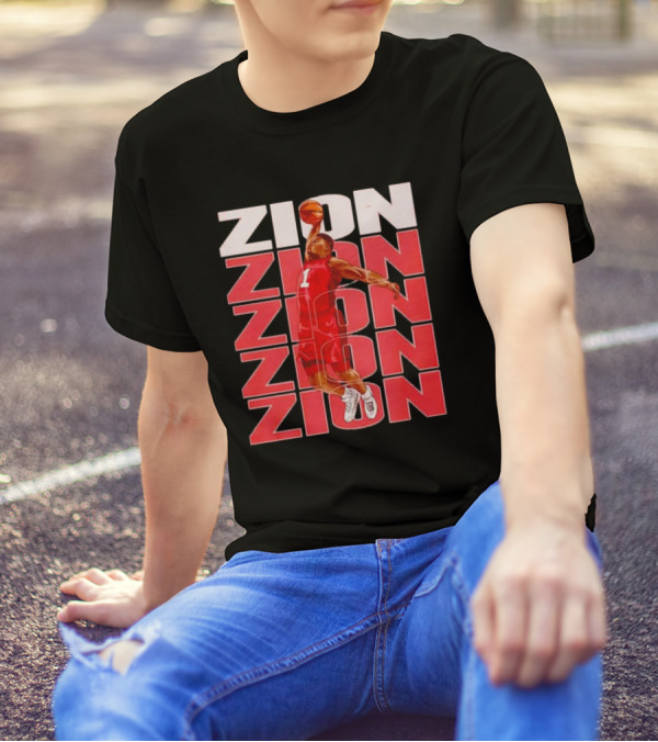 Zion Williamson Basketball Dunk Red Repeat T-Shirt