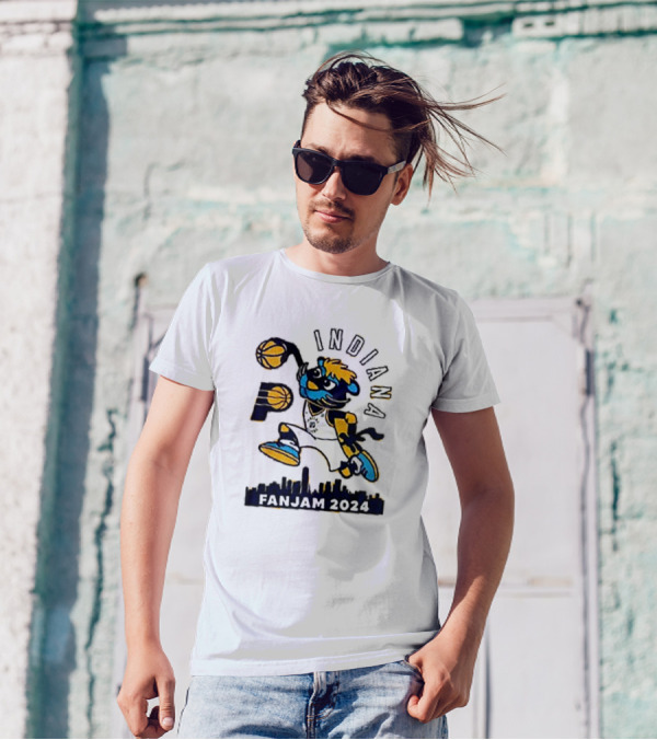 Indiana Pacers FanJam 2024 Dunk Mascot Skyline T-Shirt