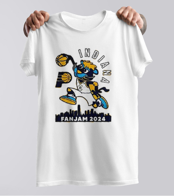 Indiana Pacers FanJam 2024 Dunk Mascot Skyline T-Shirt