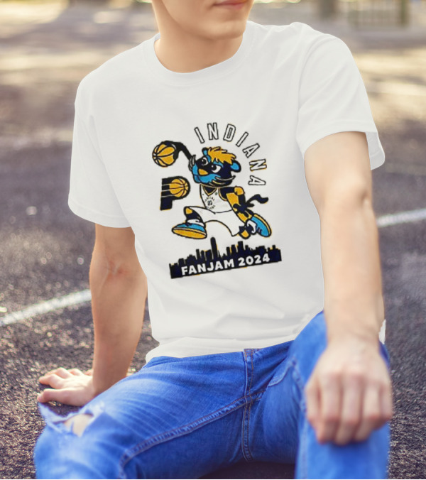 Indiana Pacers FanJam 2024 Dunk Mascot Skyline T-Shirt