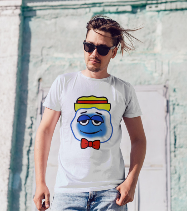 Blooo Ice Cartoon Face With Yellow Hat And Red Bowtie Cute T-Shirt