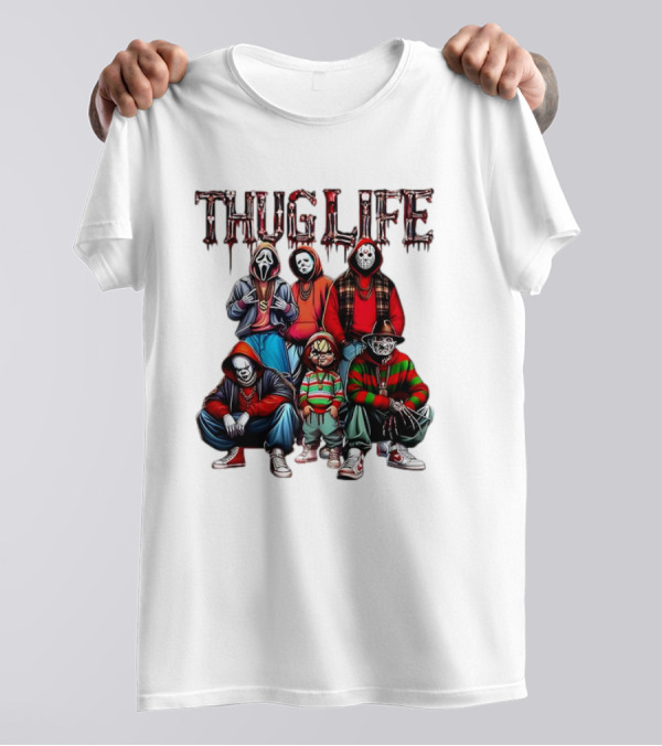 Thug Life Horror Characters Halloween T-Shirt
