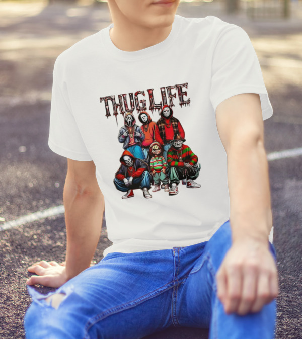 Thug Life Horror Characters Halloween T-Shirt