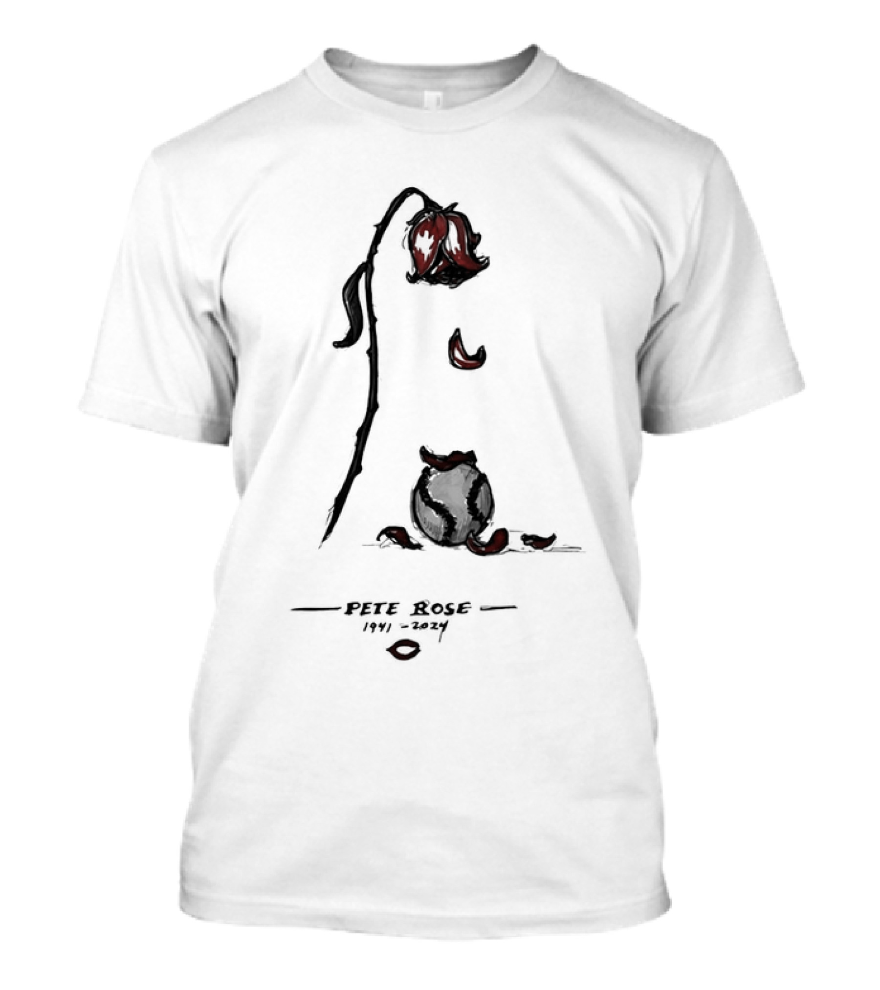 Pete Rose 1941 2024 Wilted Rose Baseball T-Shirt