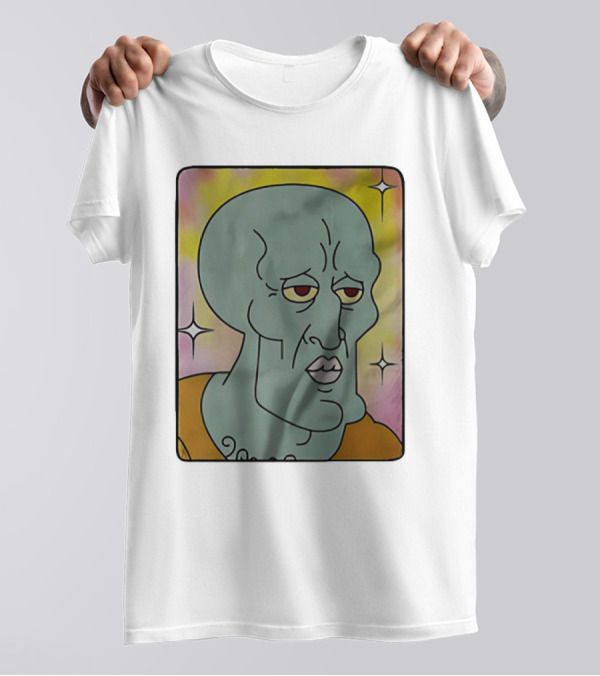Bold And Handsome Squidward Tentacles Encyclopedia SpongeBobia Face T-Shirt