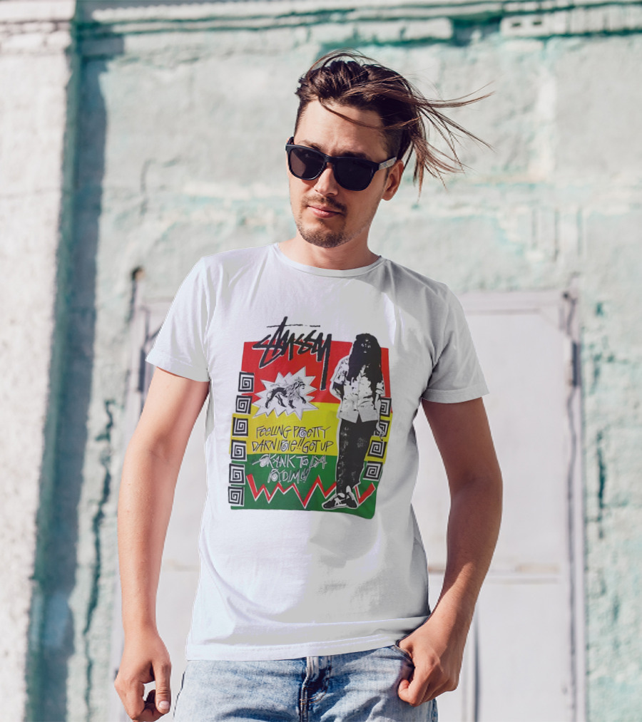 Stussy Bob Marley Feeling Pretty Darn Irie Get Up Skank To Da Riddim T-Shirt