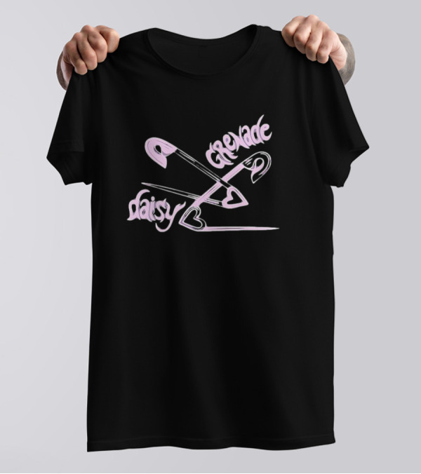 Daisy Grenade Heart Safety Pins Boyfriend Fit Girls T-Shirt