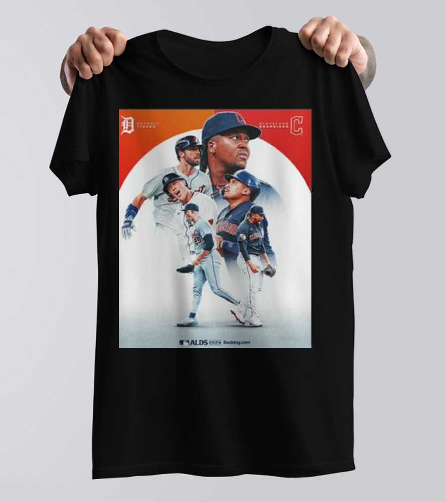 Detroit Tigers Cleveland Guardians 2024 ALDS Booking.com T-Shirt